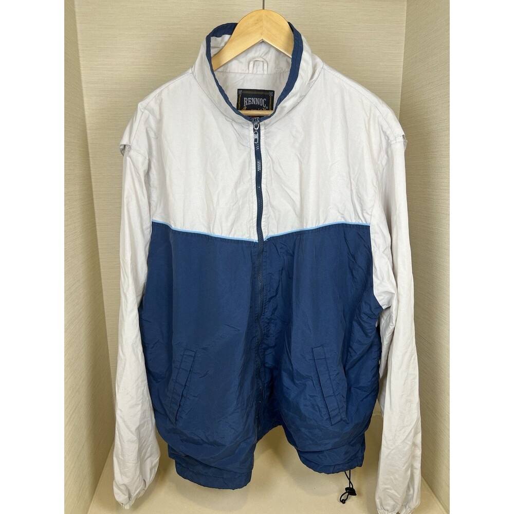 Vintage 90s Rennoc Classic Blue/white Lined Zip WindBreaker Skater Size XL